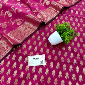 Pink Rocket Buti Satin Silk Banarasi Suit