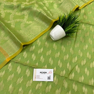 Pista Golden Zari Resham Silk Banarasi Suit