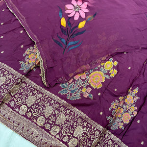 Purple Golden Zari Dola Silk Salwar Suit