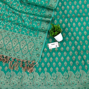 Sea Green Pakki Carry Fire Cotton Silk Banarasi Suit