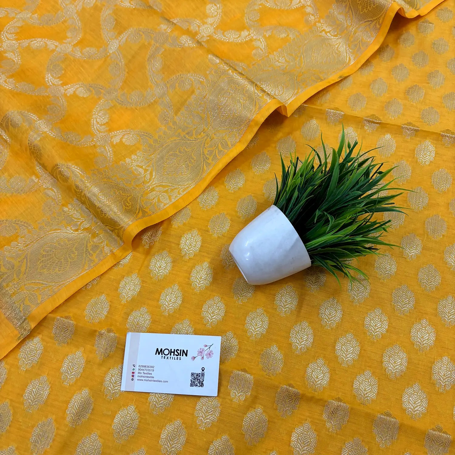 Yellow Golden Zari Resham Silk Banarasi Suit