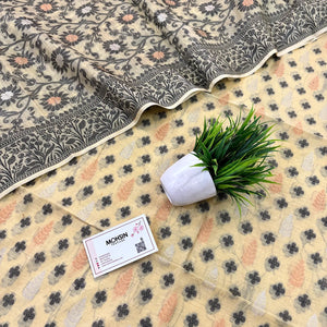 Yellow Resham Zari Banarasi Silk Suit