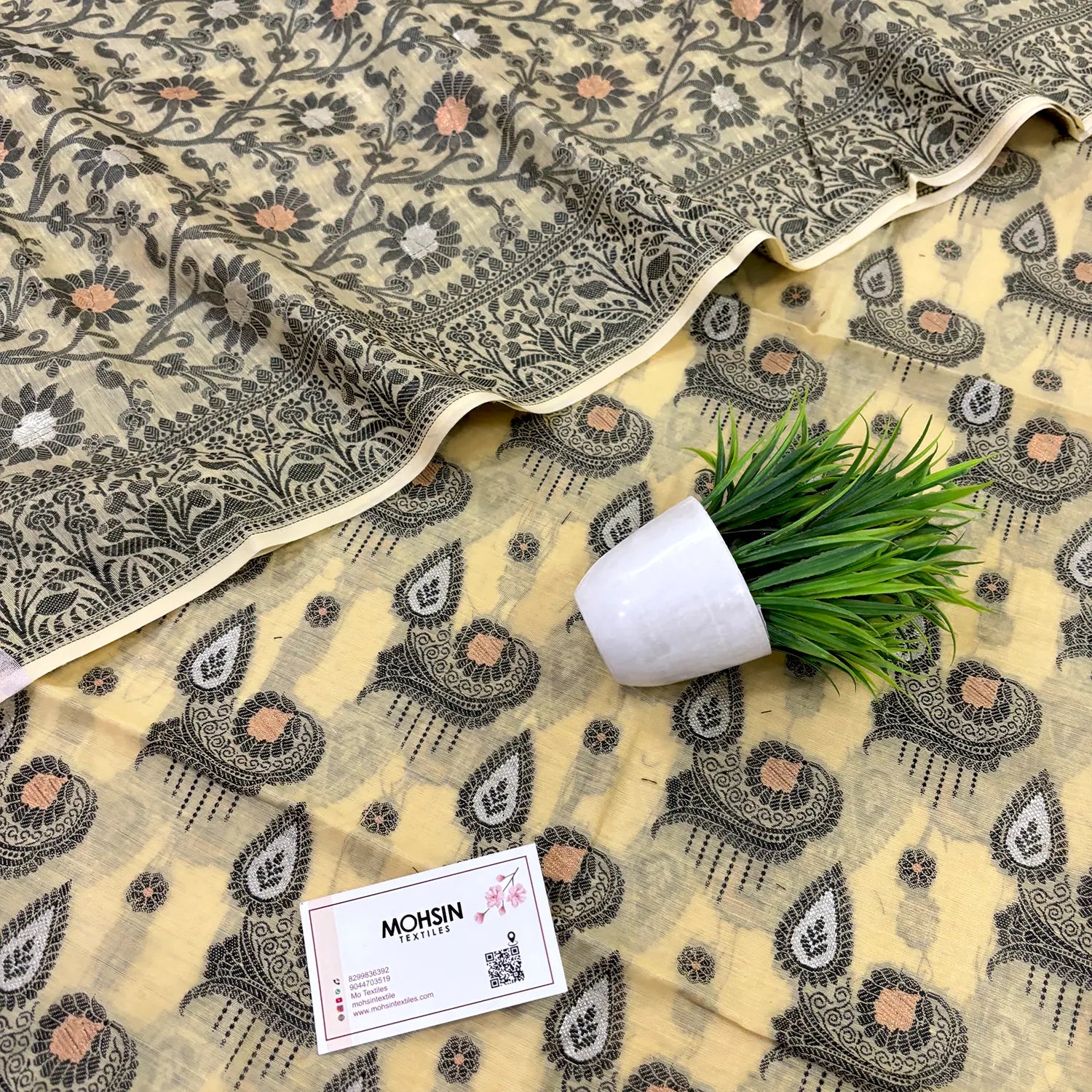 Yellow Resham Zari Banarasi Silk Suit