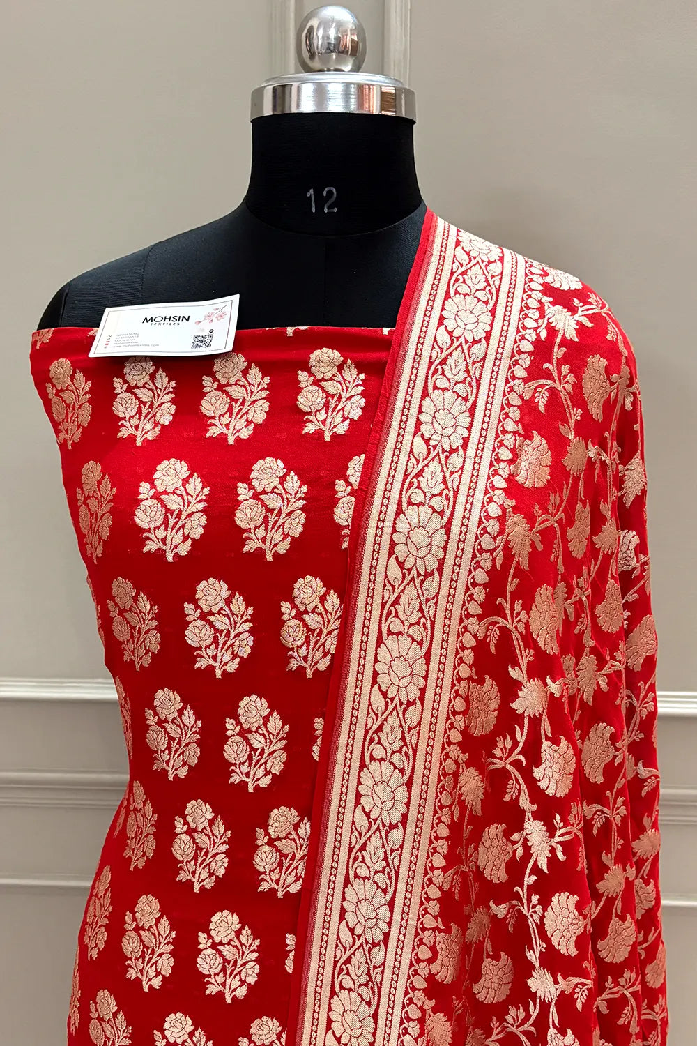 Red Guldasta Pure Georgette Silk Banarasi Suit