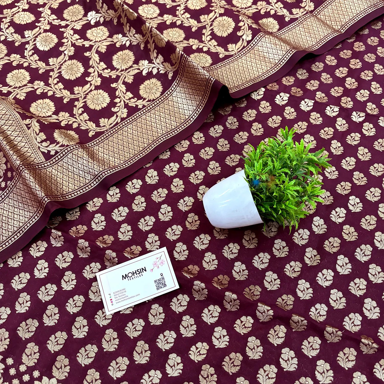 Wine Guldaan Fool Katan Silk Banarasi Suit