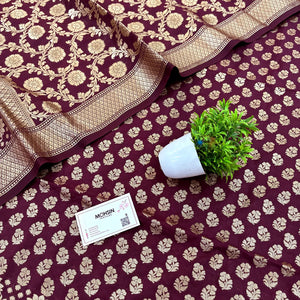Wine Guldaan Fool Katan Silk Banarasi Suit