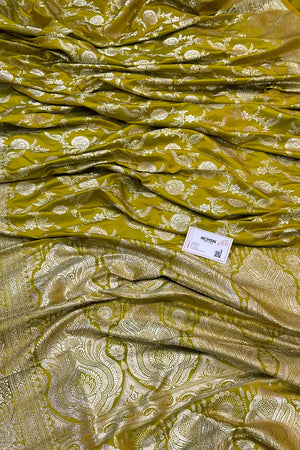 Pista Shahanshahi Jaal Katan Silk Banarasi Saree