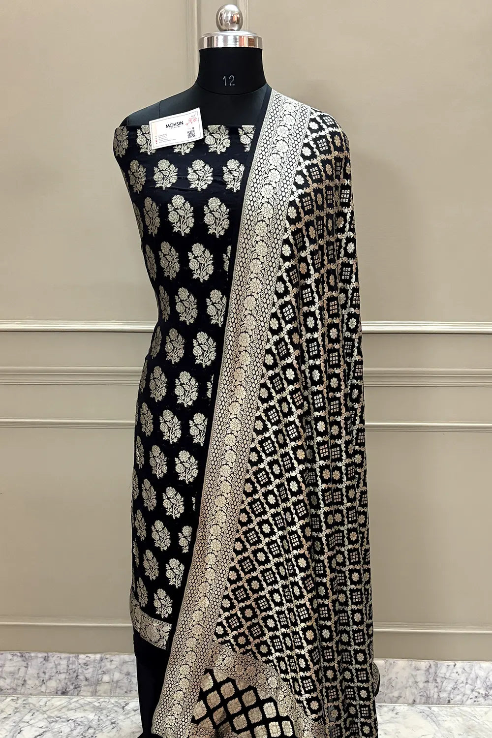 Black Guldasta Pure Georgette Silk Banarasi Suit