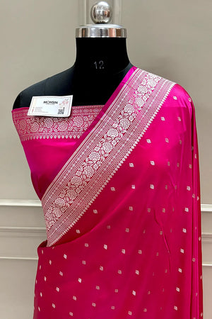 Pink Chitrani Buti Katan Silk Banarasi Saree