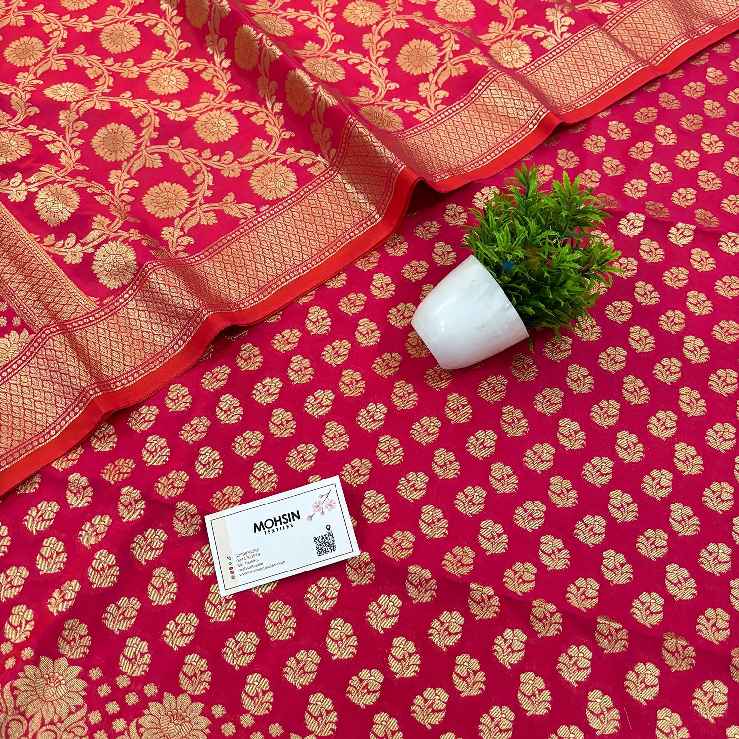 Rani Pink Guldaan Fool Katan Silk Banarasi Suit