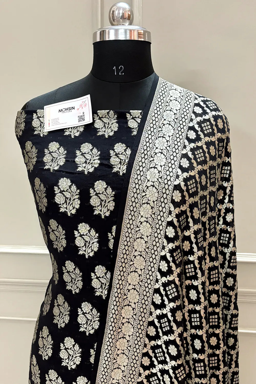 Black Guldasta Pure Georgette Silk Banarasi Suit