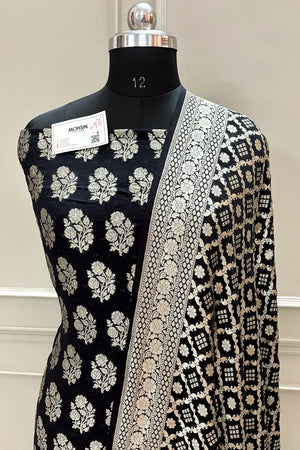 Black Guldasta Pure Georgette Silk Banarasi Suit