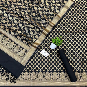 Black Gumbad Buti Katan Silk Banarasi Suit