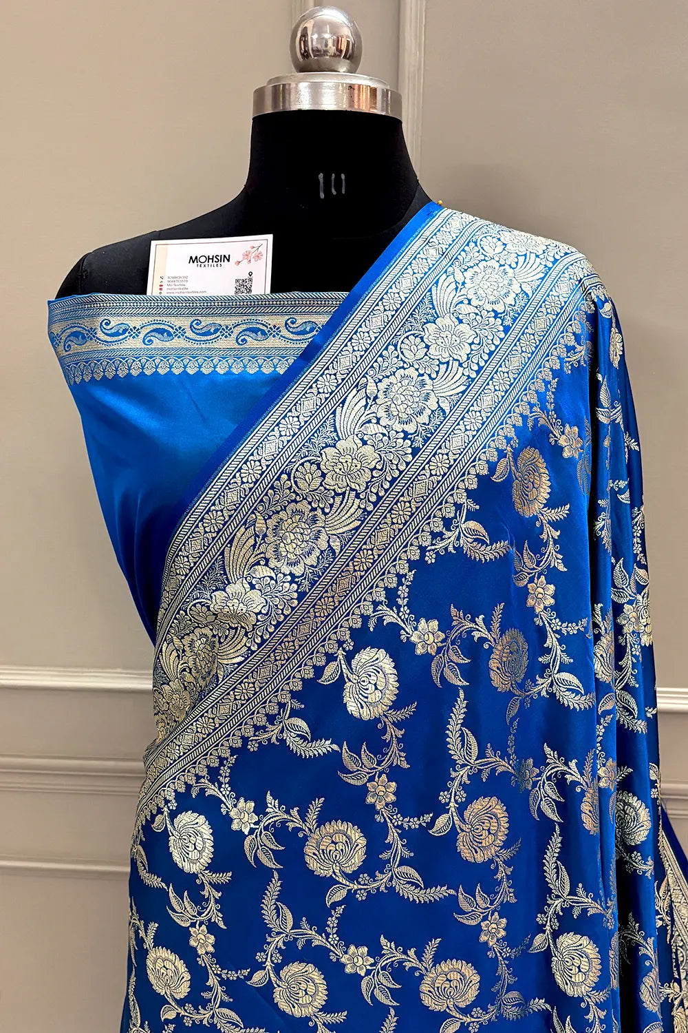 Dark Firozi Shahanshahi Jaal Katan Silk Banarasi Saree