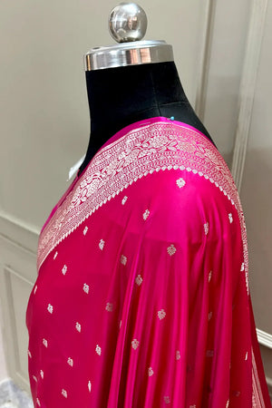 Pink Chitrani Buti Katan Silk Banarasi Saree
