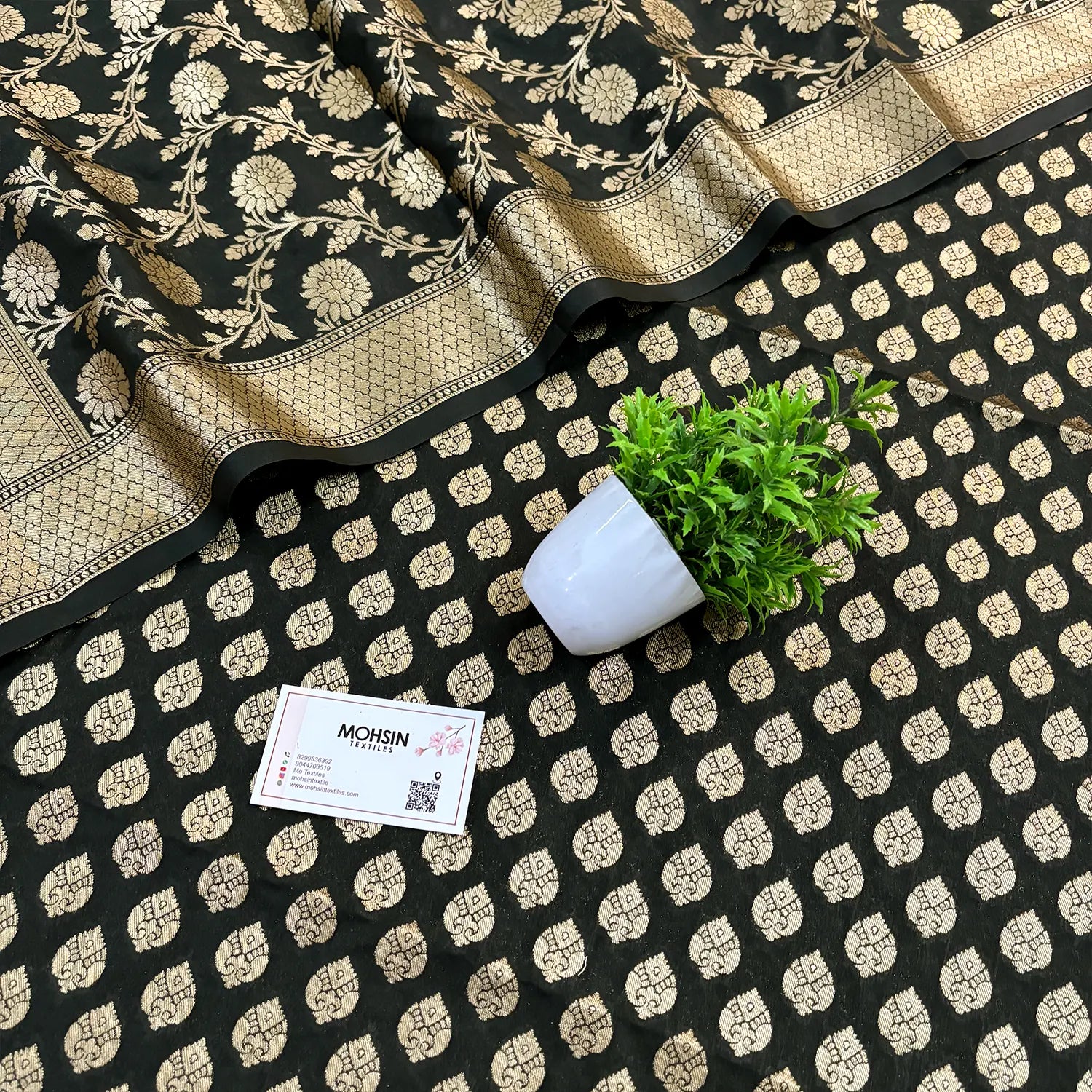 Black Gumbad Buti Katan Silk Banarasi Suit