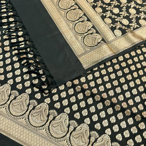 Black Gumbad Buti Katan Silk Banarasi Suit