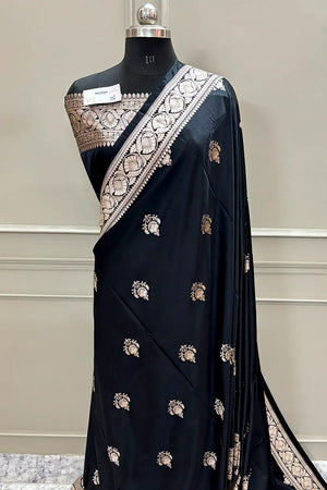 Black Kohinoor Buti Katan Silk Banarasi Saree