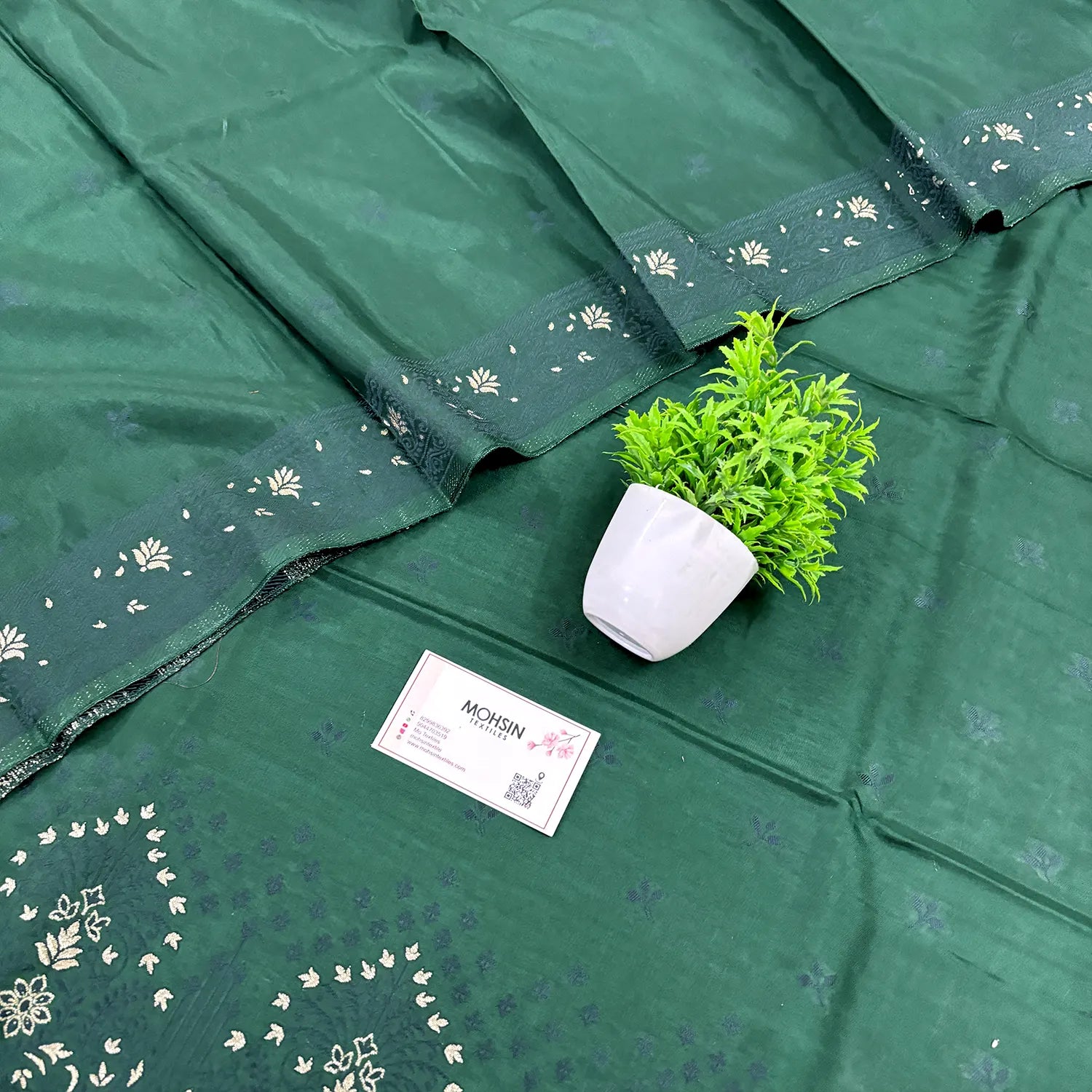 Bottle Green Jhilmila Taj Dola Silk Banarasi Suit