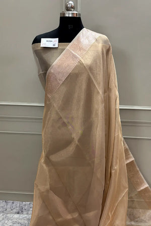 Cooper Golden Zari Tissue Silk Banarasi Saree
