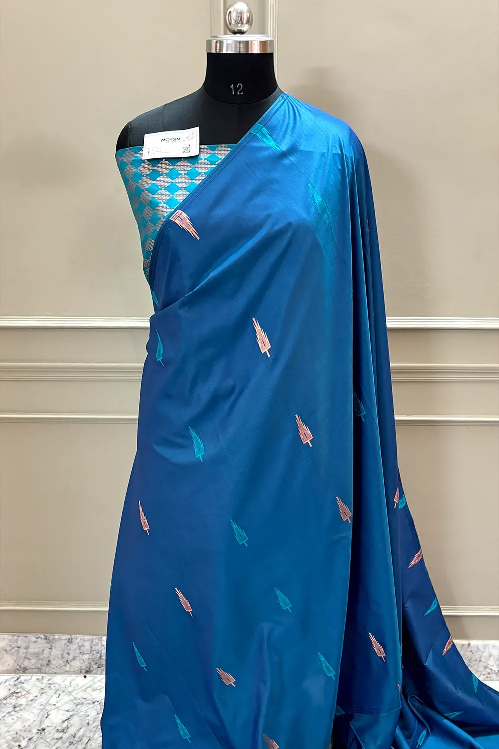 Firozi and Sky Blue Resham Zari Banarasi Silk Saree