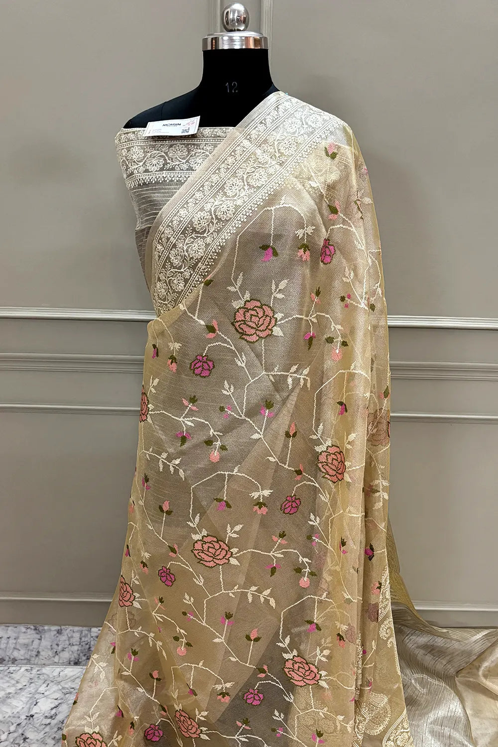 Gold Embroidery Tissue Silk Banarasi Saree