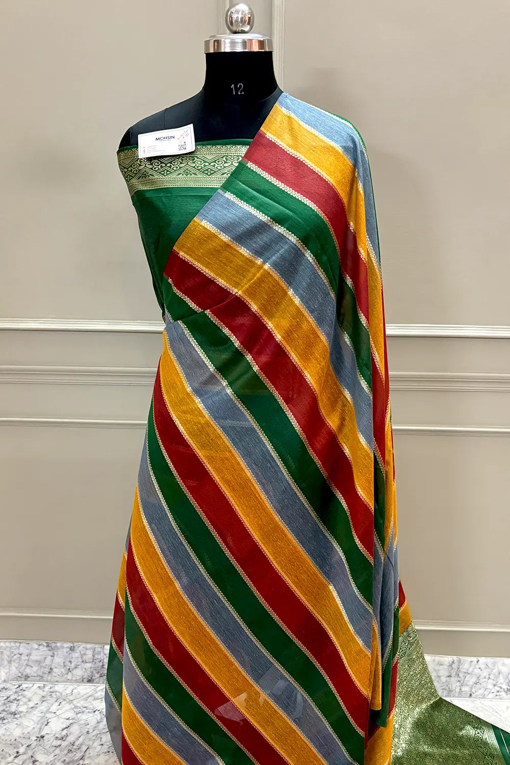 Green Resham Zari Chanderi Silk Banarasi Saree