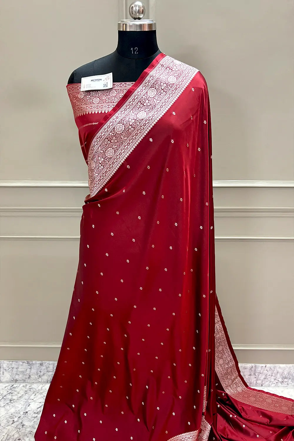 Maroon Golden Zari Katan Silk Banarasi Saree