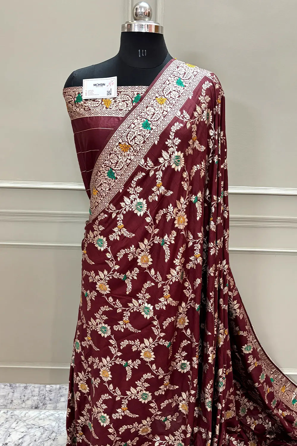 Maroon Resham Zari Silky Banarasi Saree