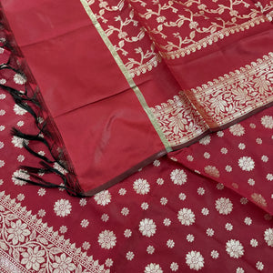 Maroon Shaktiman Buti Satin Silk Banarasi Suit