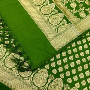 Mehendi Gumbad Buti Katan Silk Banarasi Suit