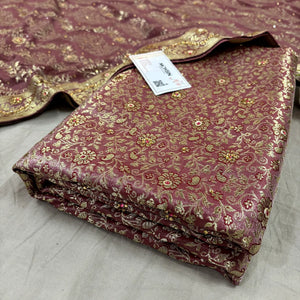 Peach Stone Work Kimkhab Silk Banarasi Gharara