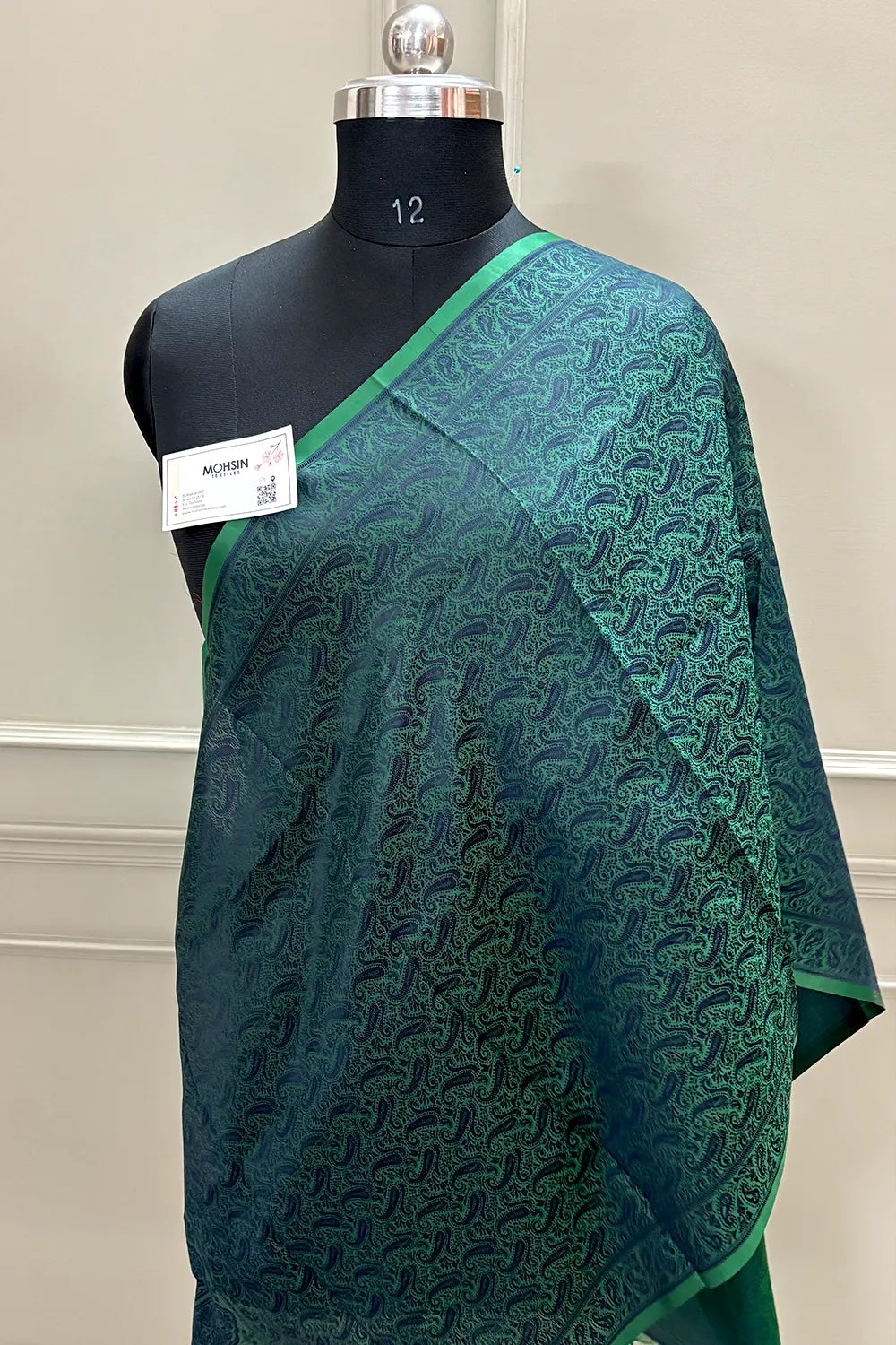 Peacock Blue Resham Zari Silk Banarasi Stole