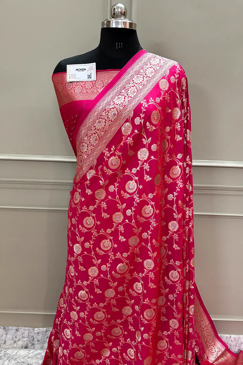 Pink Golden Zari Katan Silk Banarasi Saree