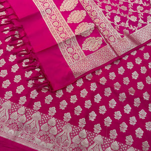 Pink Golden Zari Katan Silk Banarasi Suit