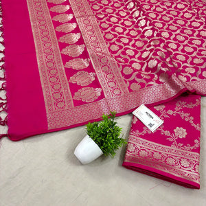 Pink Kashmiri Jaal Katan Silk Banarasi Suit