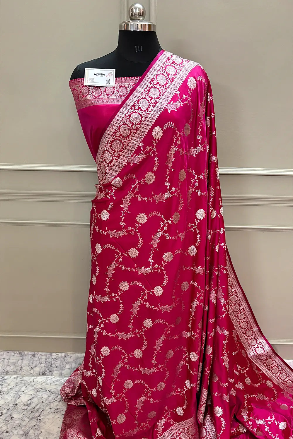 Pink Makra Jaal Katan Silk Banarasi Saree