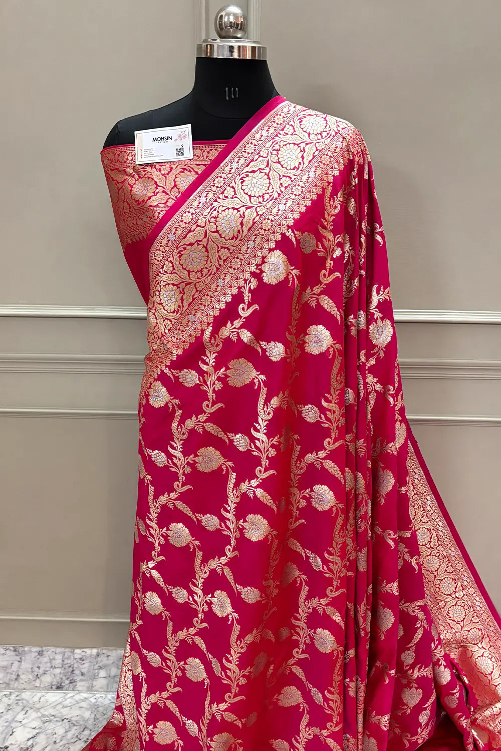Pink Miracle Jaal Katan Silk Banarasi Saree