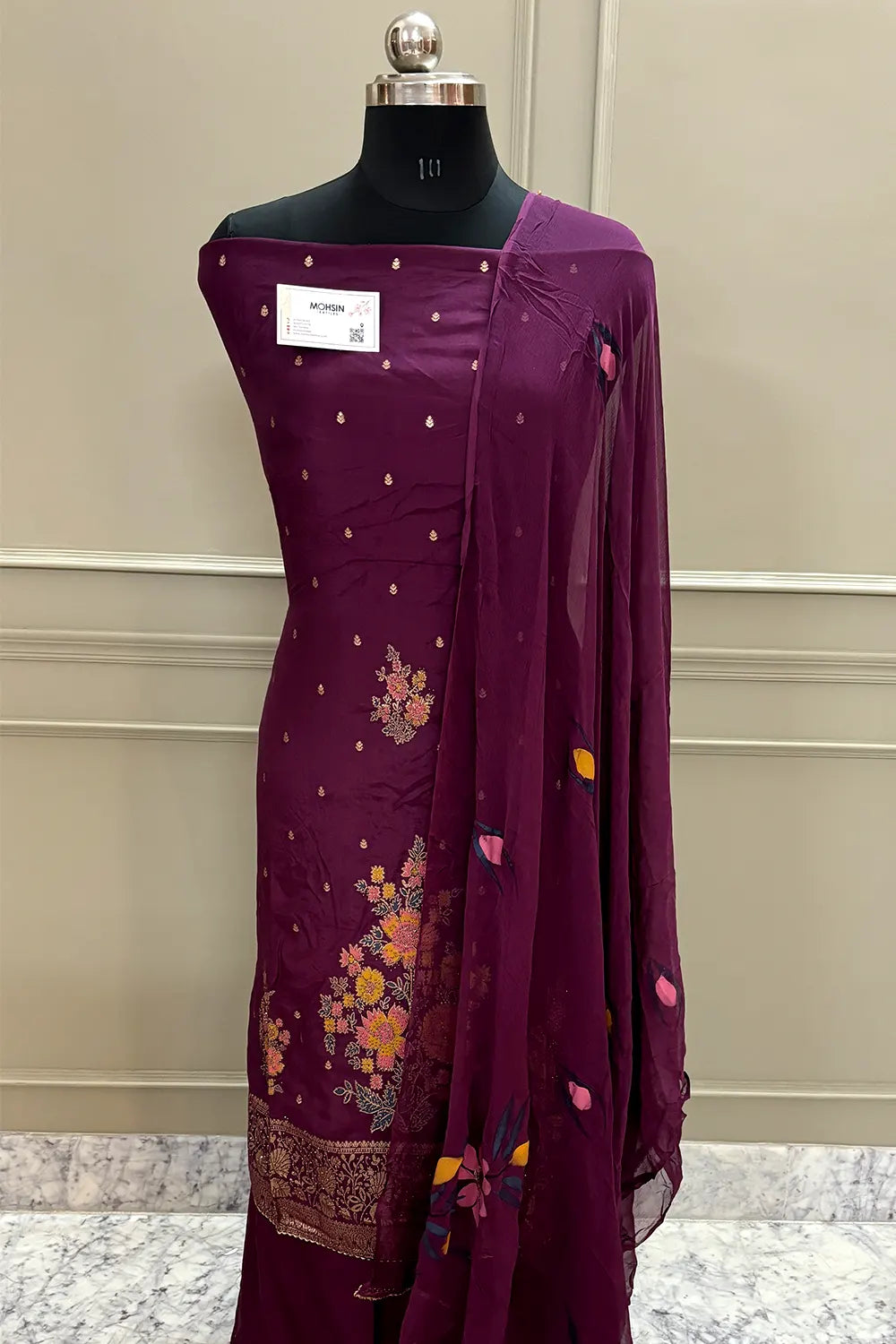 Purple Golden Zari Dola Silk Salwar Suit
