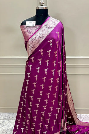 Purple Golden Zari Katan Silk Banarasi Saree
