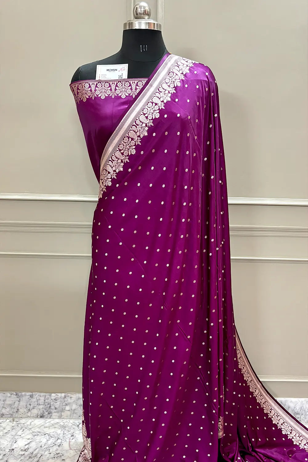 Purple Hawahawai Buti Katan Silk Banarasi Saree
