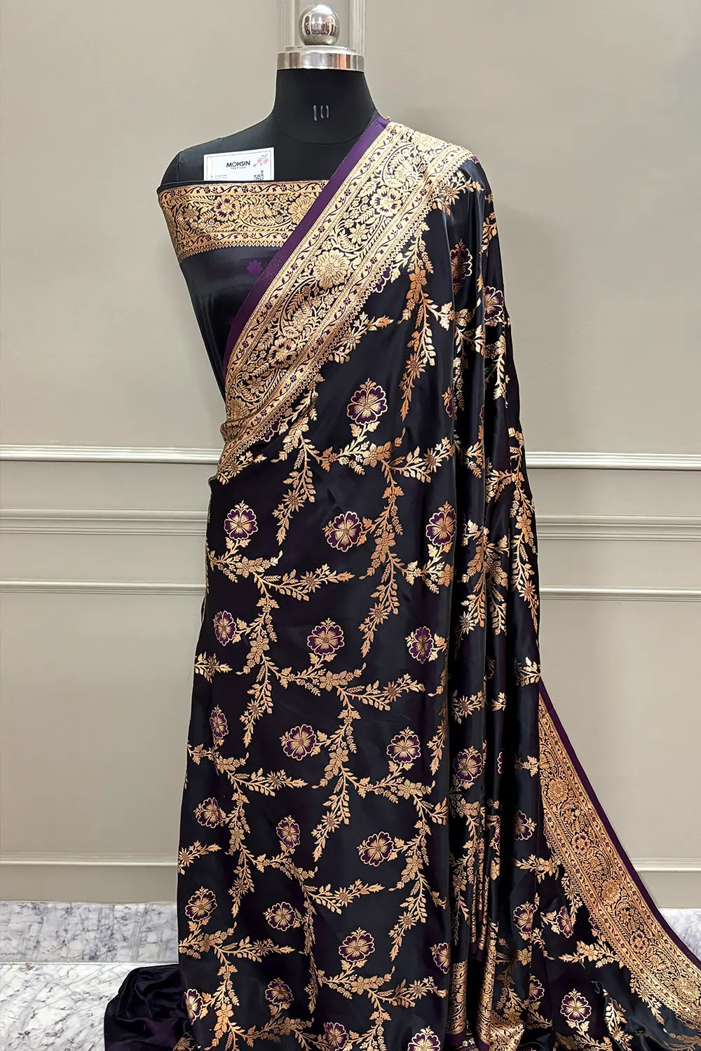 Purple Henna Jaal Katan Silk Banarasi Saree