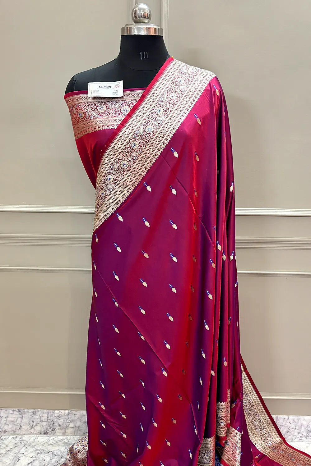 Purple Wine Tilak Buti Katan Silk Banarasi Saree