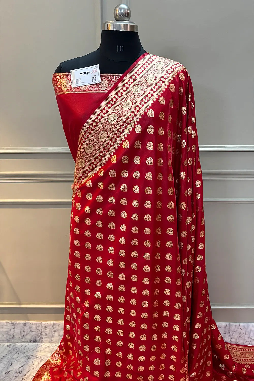 Red Golden Zari Katan Silk Banarasi Saree