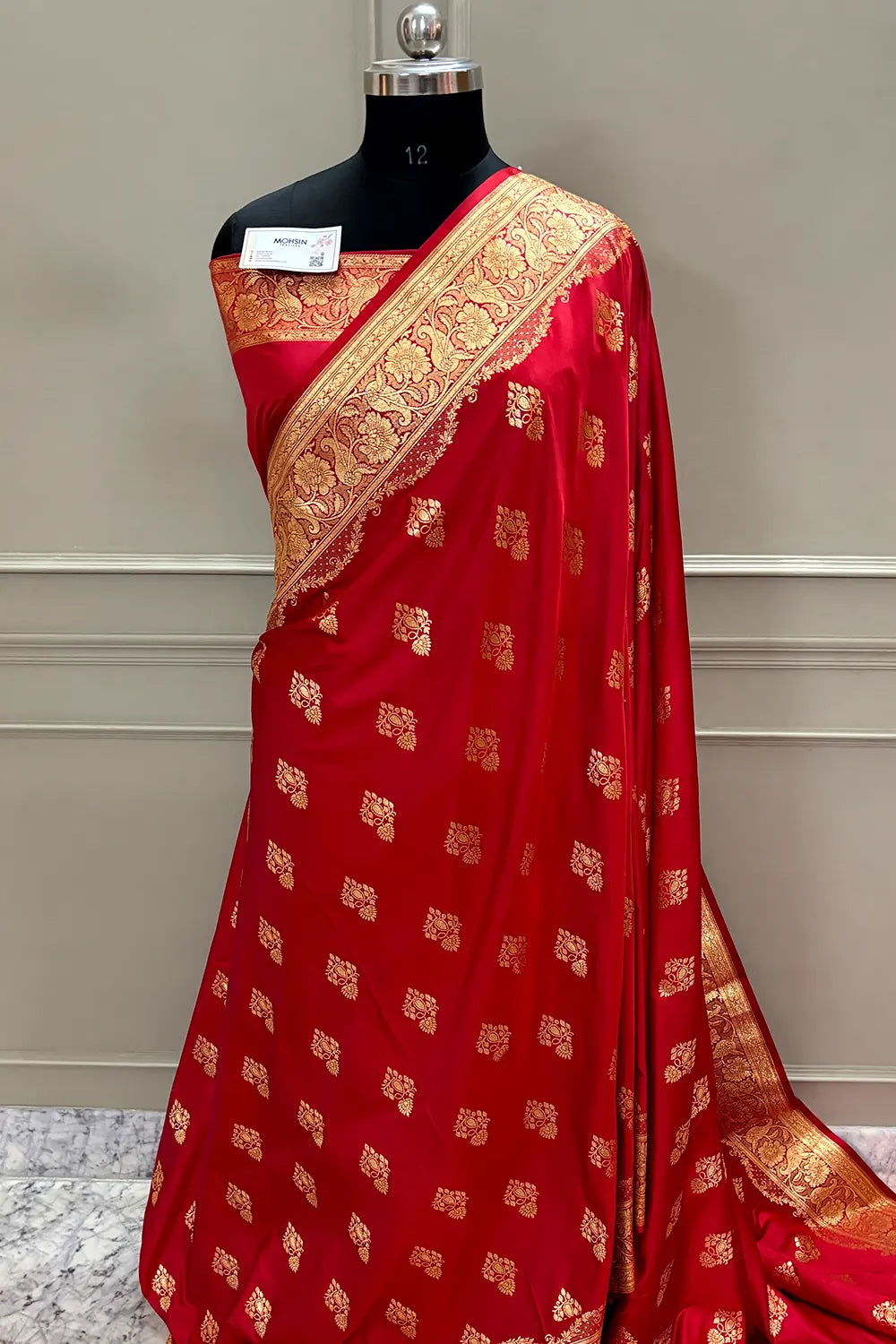 Red Golden Zari Katan Silk Banarasi Saree