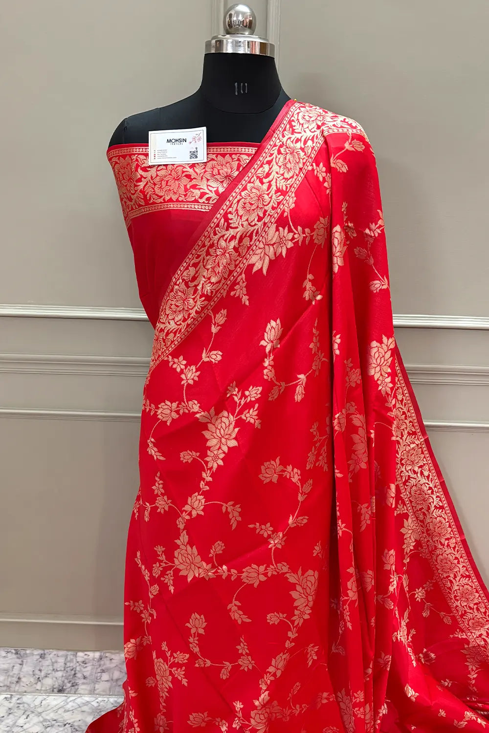 Red Resham Zari Silky Banarasi Saree
