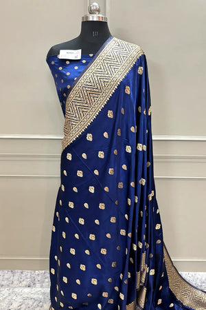 Royal Blue Chagan Patti Katan Silk Banarasi Saree