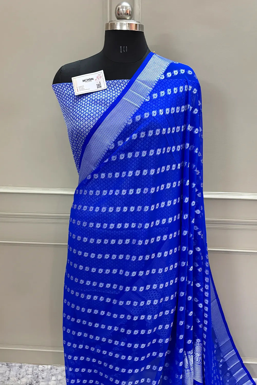 Royal Blue Resham Zari Georgette Silk Banarasi Saree