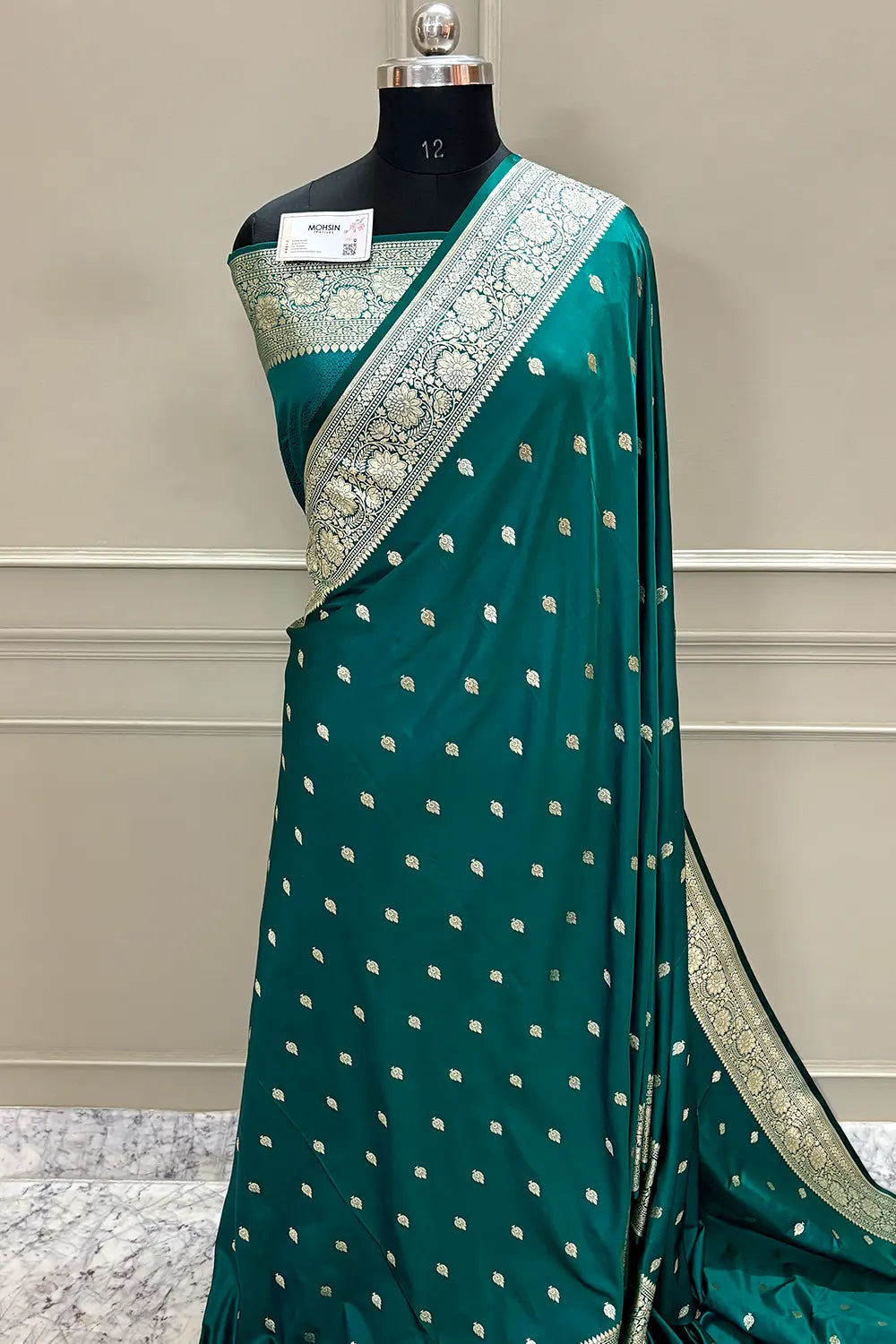 Teal Mario Patti Katan Silk Banarasi Saree