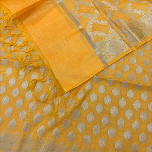 Yellow Golden Zari Resham Silk Banarasi Suit